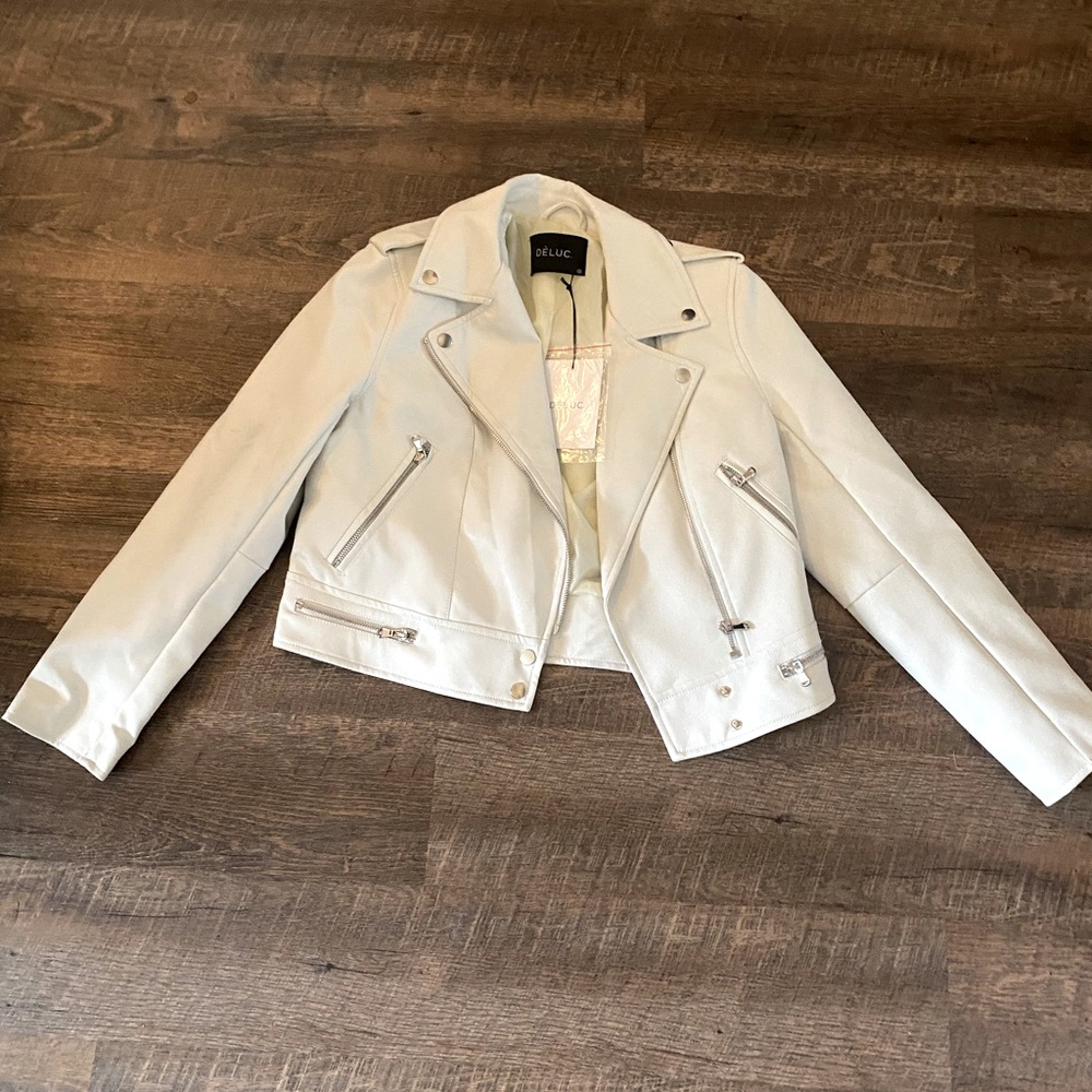 Deluc White Leather Jacket Brand New w/ Tags